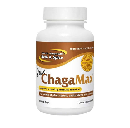 ChagaMax - Chaga for Energy, wild raw chaga mushroom capsules from North American Herb and Spice, promotes energy and stamina.
