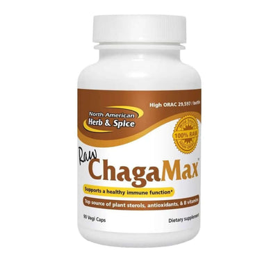 ChagaMax - Chaga for Energy, wild raw chaga mushroom capsules from North American Herb and Spice, promotes energy and stamina.