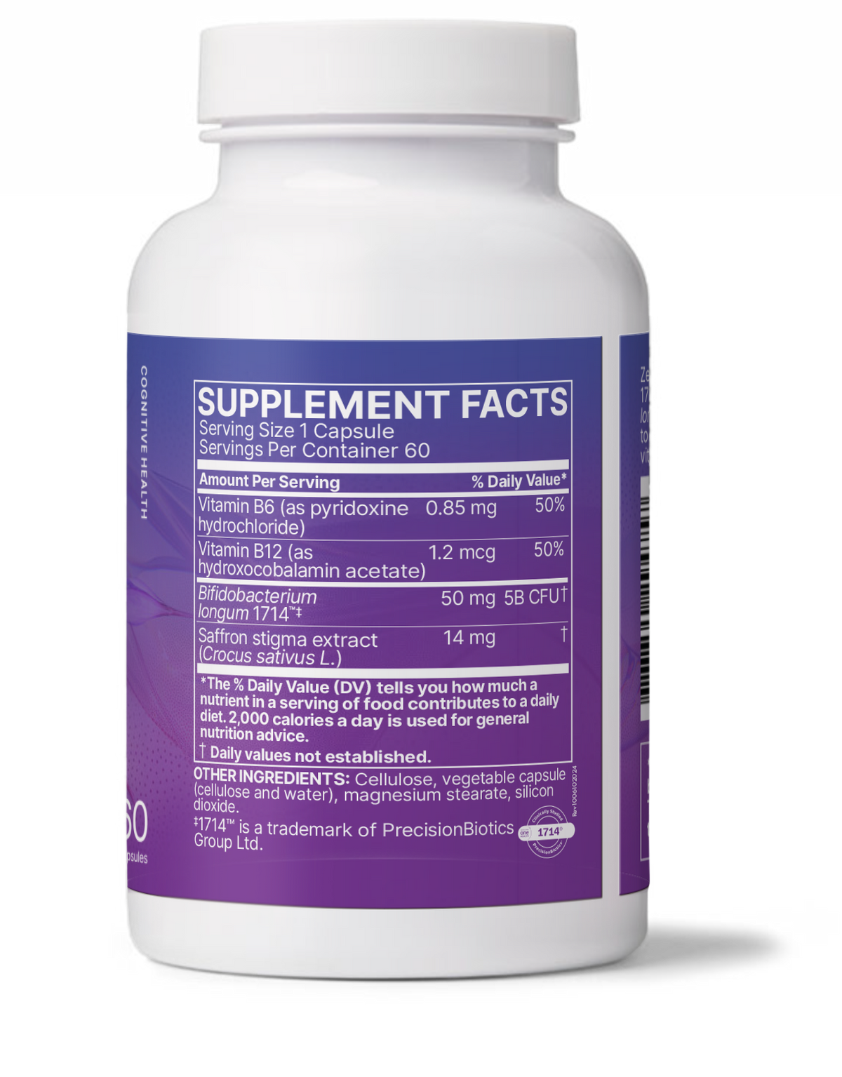 ZenBiome Cope supplement facts label for psychobiotic for stress management.