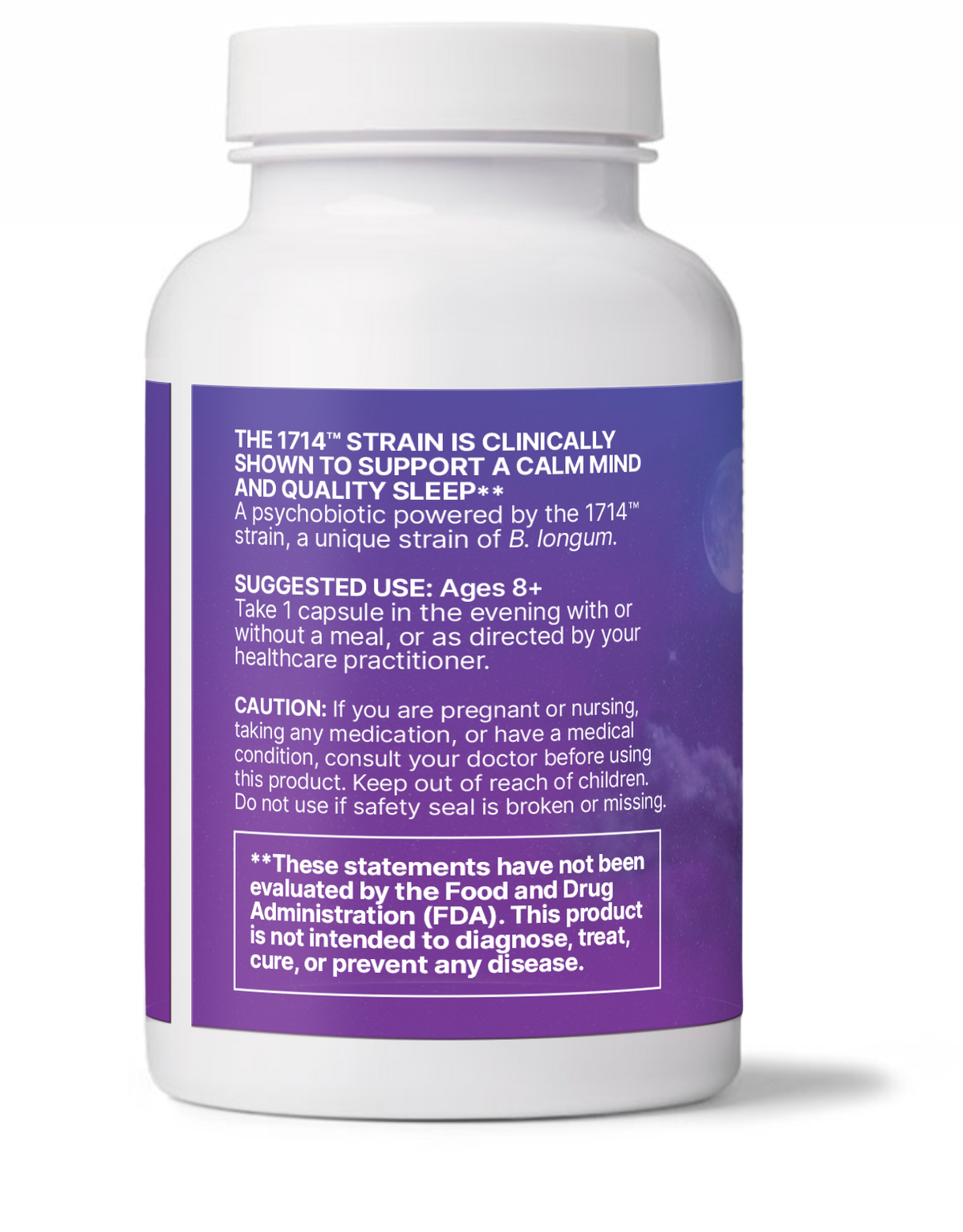 ZenBiome Sleep bottle, a psychobiotic for sleep that supports calm mind and quality sleep.
