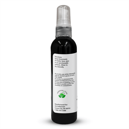 Colloidal Ionic Silver spray bottle for Professional Grade Immune Defense; directions for use on various surfaces.