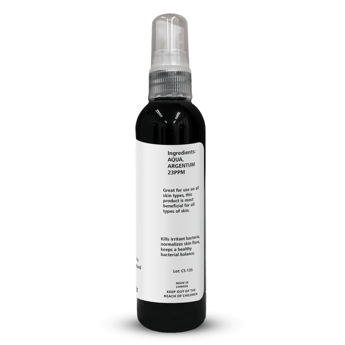 Colloidal Ionic Silver spray bottle with ingredients list for Professional Grade Immune Defense.
