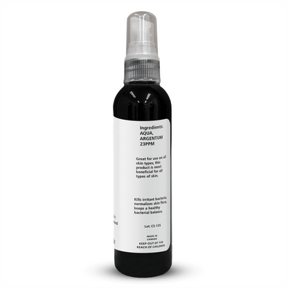 Colloidal Ionic Silver spray bottle with ingredients list for Professional Grade Immune Defense.