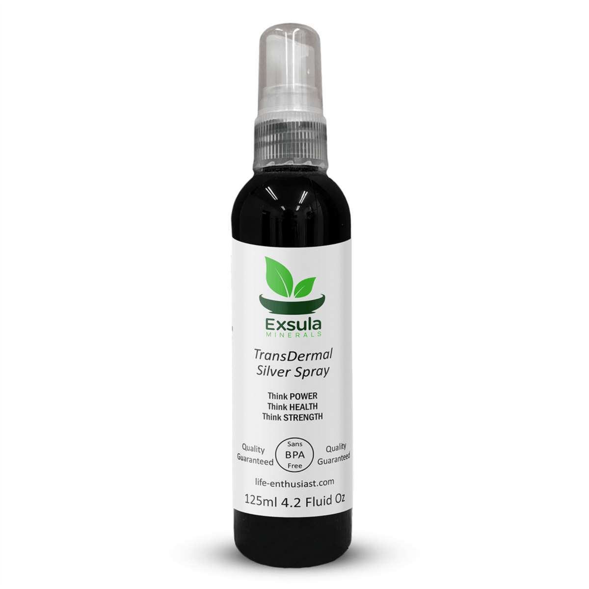 TransDermal Silver Spray by Exsula Minerals for Professional Grade Immune Defense, 125ml bottle.