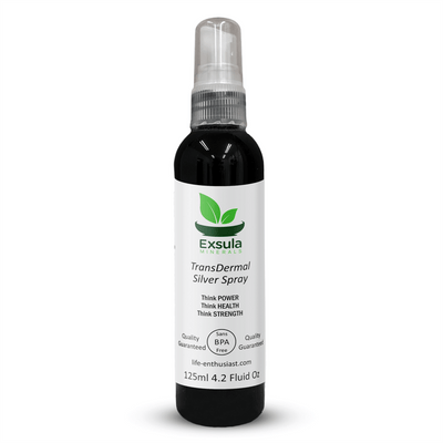 TransDermal Silver Spray by Exsula Minerals for Professional Grade Immune Defense, 125ml bottle.