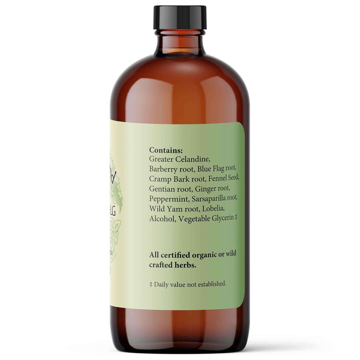 Digest-Ease LG liquid herbs for healthy bile flow with ingredients like Gentian, Ginger, and Wild Yam.