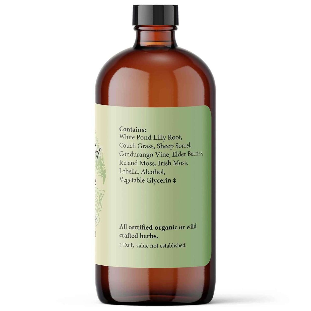 Image of TMJ-Ease liquid herbs for Temporomandibular Joint showing ingredients and bottle design.