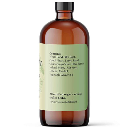 Image of TMJ-Ease liquid herbs for Temporomandibular Joint showing ingredients and bottle design.