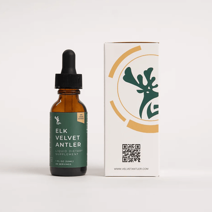 Elk Velvet Antler Liquid - High Potency Joint Support dietary supplement bottle and packaging.