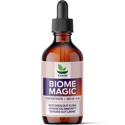 Biome Magic - Liquid Soil Extracts for Native Gut Flora, restorative gut flora supplement in a 120 ml bottle.