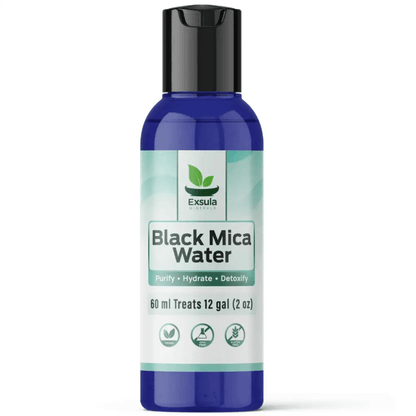 Black Mica Water by Exsula, Biotite Ionic Sulfate Mineral Extract, purifies and detoxifies drinking water.
