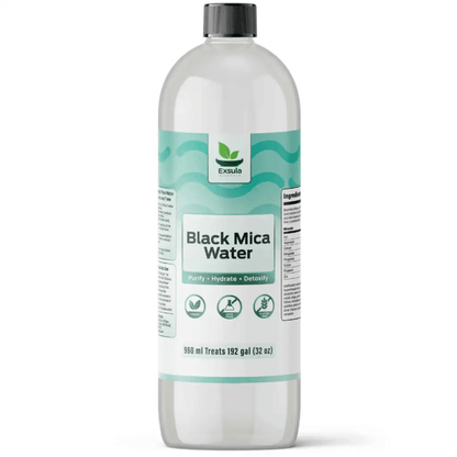 Black Mica Water bottle by Exsula, Biotite Ionic Sulfate Mineral Extract for purification and hydration.