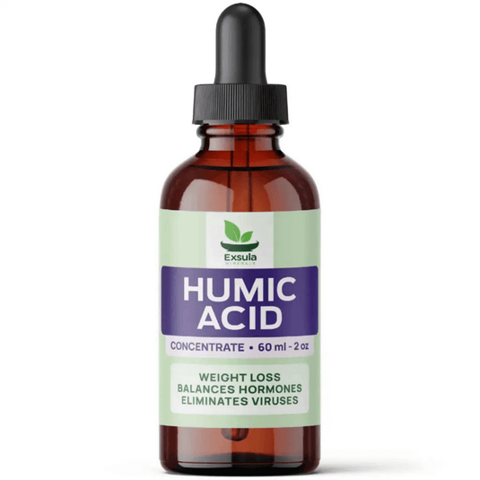 Exsula Minerals Humic Acid concentrate for Digestive and Immune Support, 60 ml bottle.