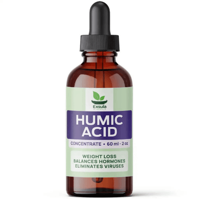 Exsula Minerals Humic Acid concentrate for Digestive and Immune Support, 60 ml bottle.