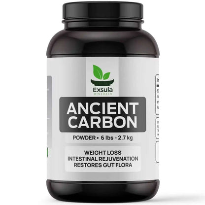 Exsula Ancient Carbon - Bioavailable Ancient Carbonaceous Matrix in a 6 lbs container for gut health and mineral support.