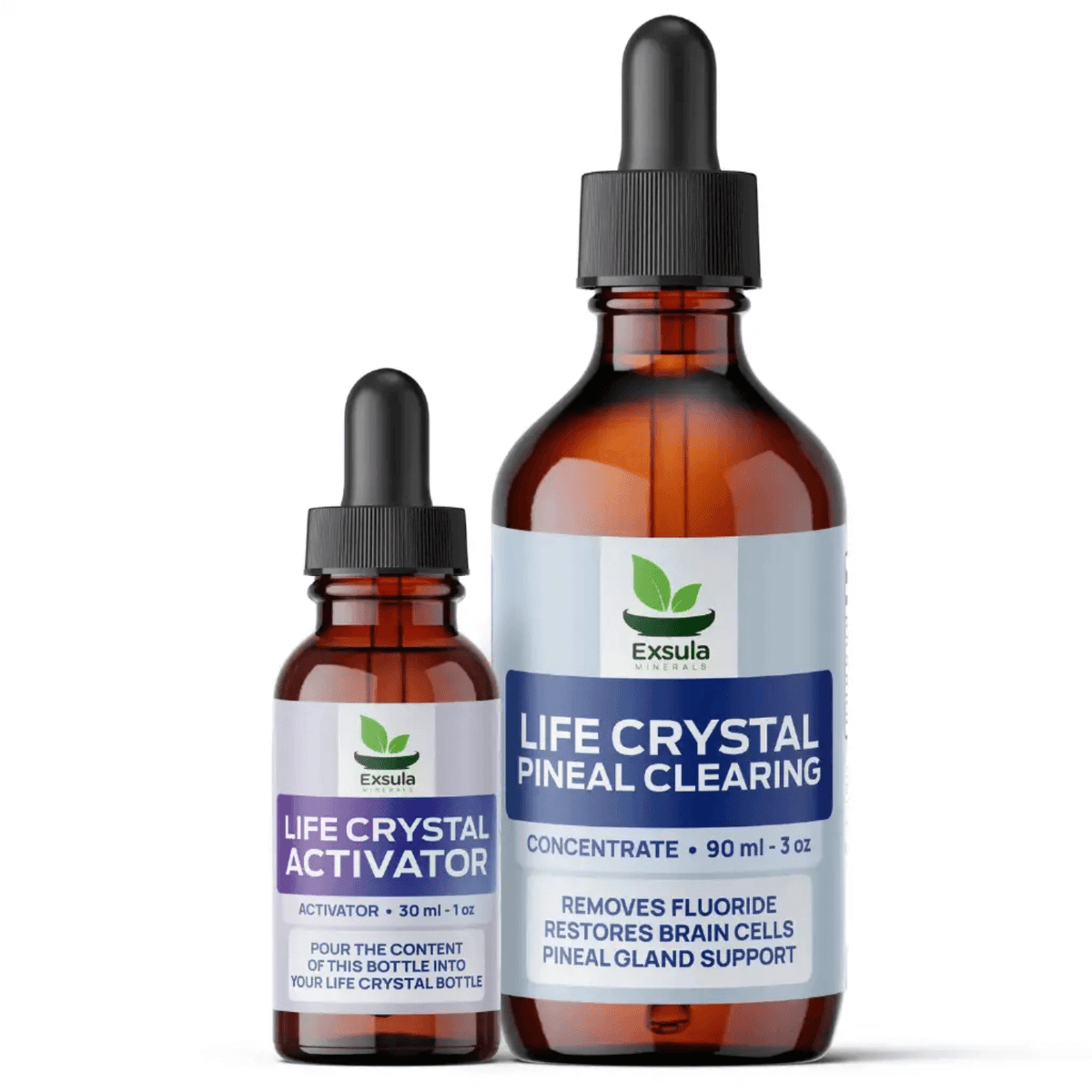Pineal Clearing - Liquid Elements for Pineal Gland bottles, featuring Exsula Minerals Life Crystal formula.