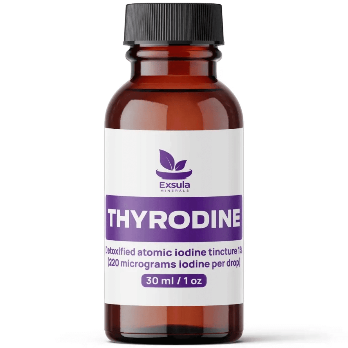 Exsula Minerals Thyrodine nascent iodine tincture for thyroid and energy support, 30 ml bottle.