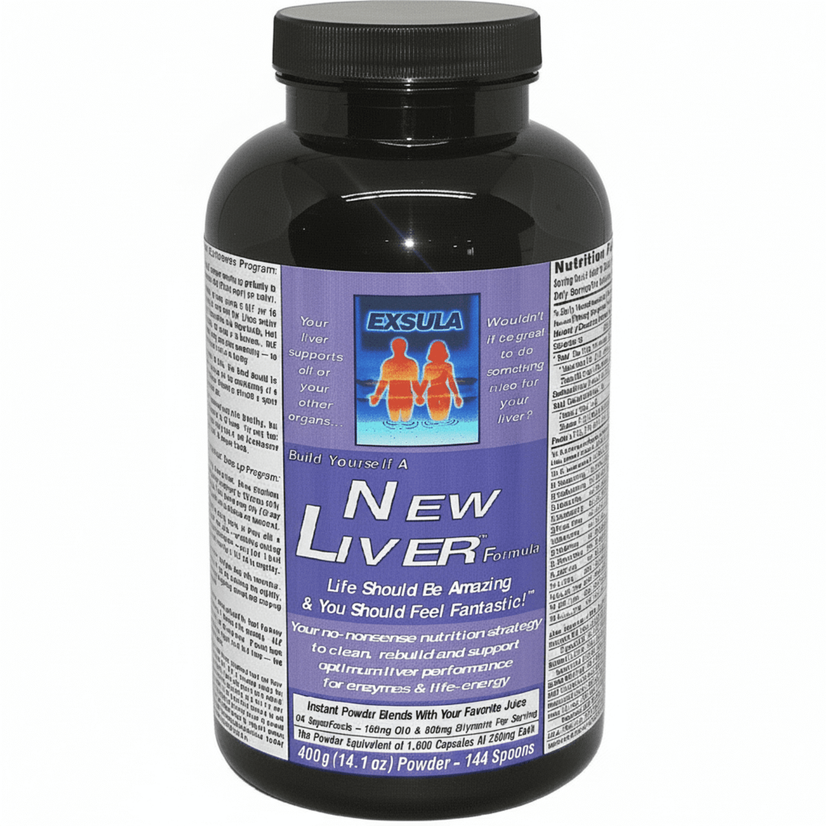 New Liver - Hepatic Cellular Repair supplement bottle with label and nutrition facts for liver support.