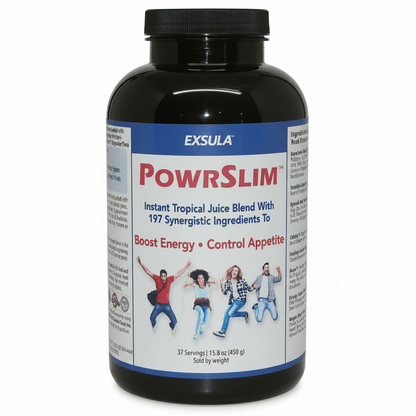 PowrSlim - Lean Muscle Optimization Formula bottle showcasing energy-boosting ingredients and nutritional benefits.