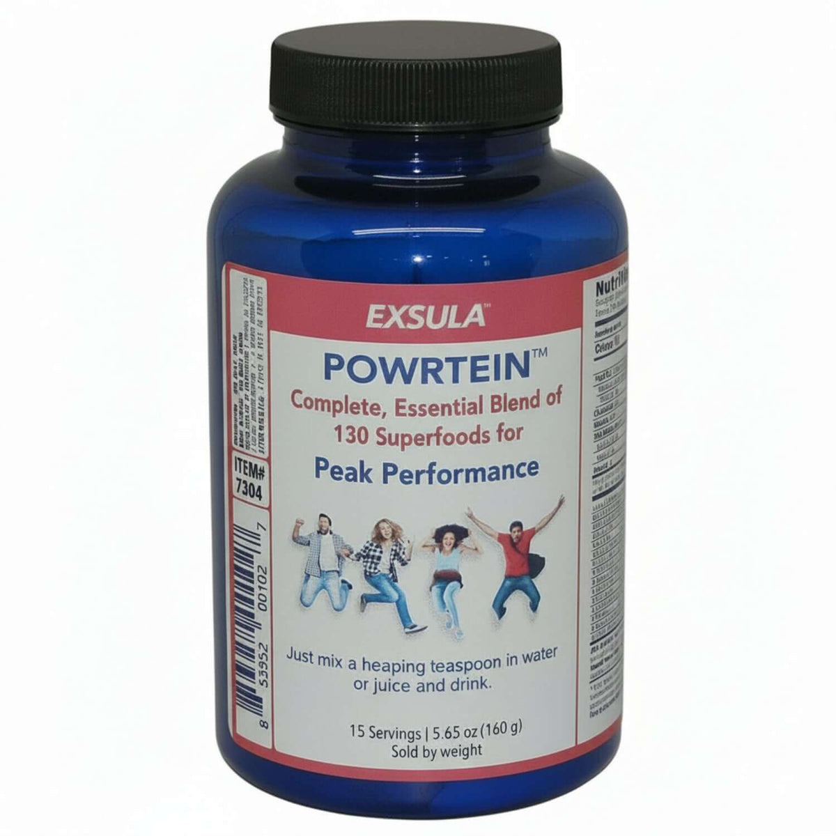 Exsula Powtrein phytonutrient supplements bottle for peak performance with 130 superfoods