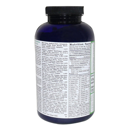 Advancium Longevity Nutrition supplement bottle with detailed nutrition facts and ingredients list.