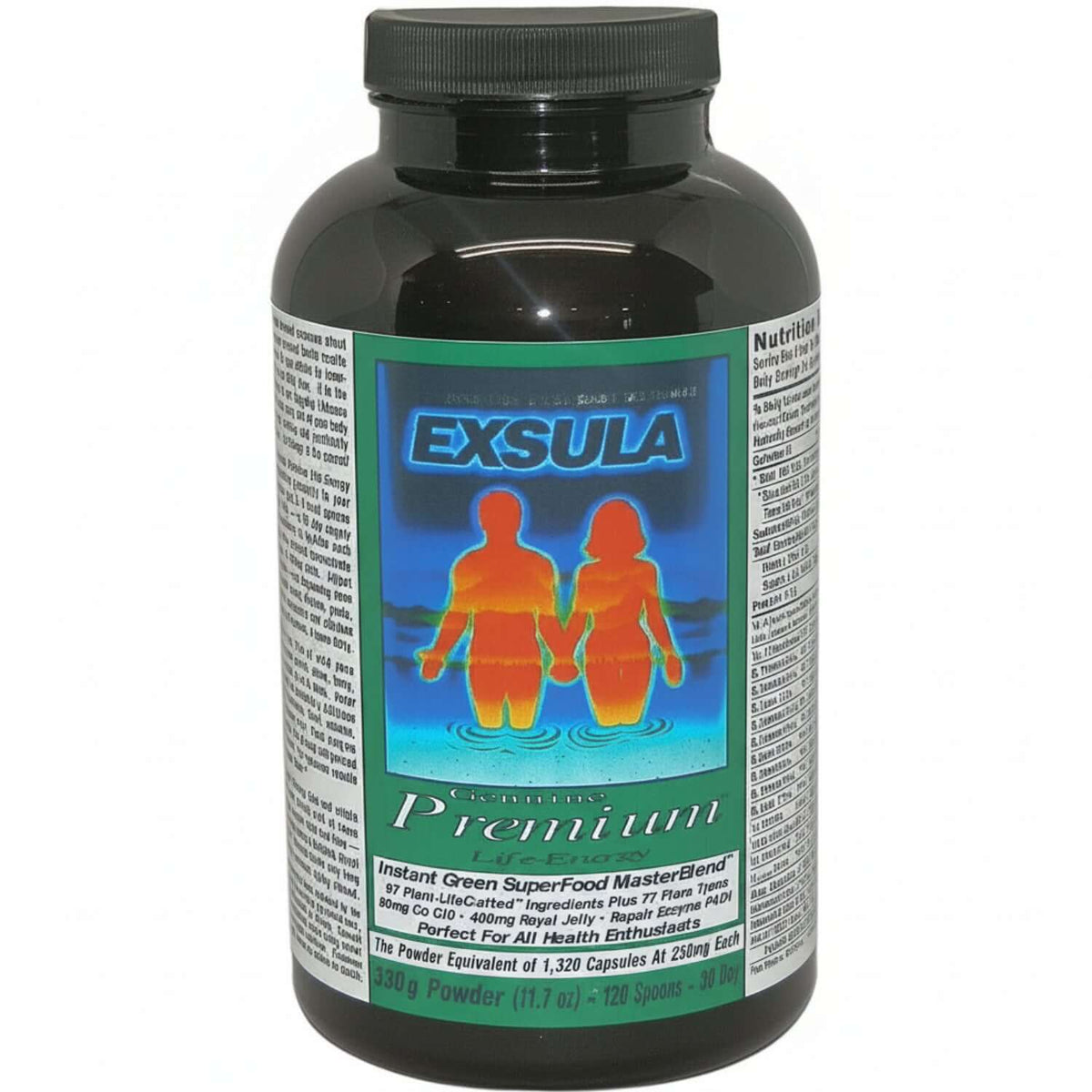 Exsula Premium raw botanical brain tissue nutrients bottle with vibrant label and health-focused branding.