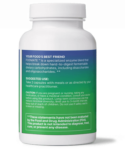 FodMate Carbohydrate Digestive Enzymes bottle designed to aid digestion of complex carbohydrates.