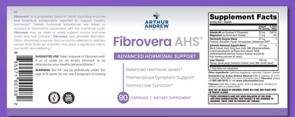 Fibrovera - Fibrinolytic Enzymes label showcasing advanced hormonal support and supplement facts.