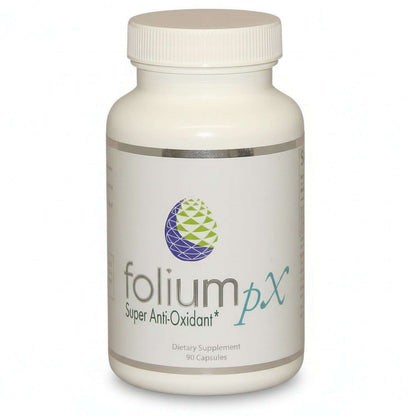 pX Super Antioxidant bottle for detoxification to support immunity, offering 90 capsules of dietary supplement.