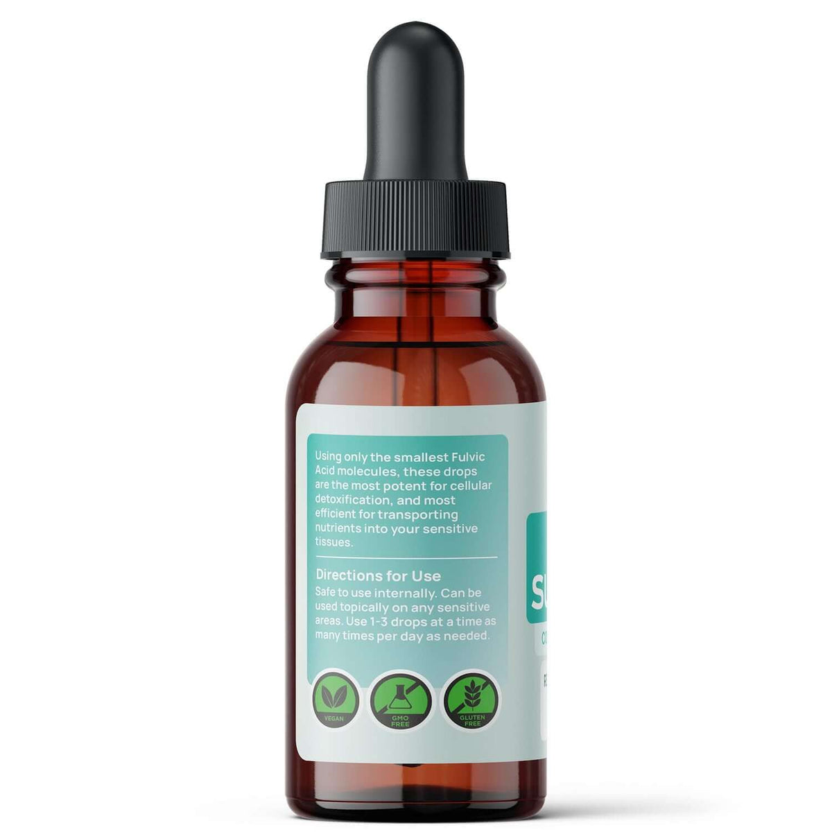 Fulvic SuperFine serum bottle, ideal for sensitive mucous membranes, containing Fulvic Acid for Mucous Membranes.