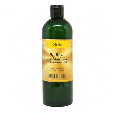 Gold Ionic Liquid Mineral Supplement bottle for cognitive and joint support by CR Supplements.