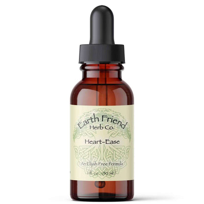 Earth Friend Herb Co Heart-Ease bottle, Liquid Herbs for Blood Vessel Elasticity, heart health tonic, 1 fl oz.