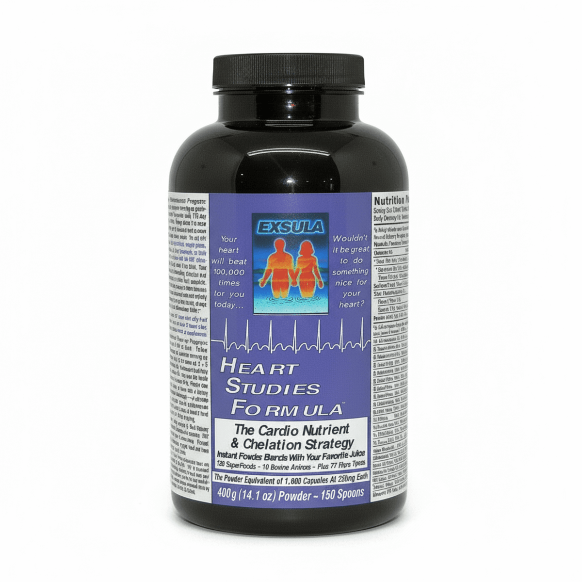 Exsula Heart Studies Formula bottle for Phytosterol Cardiovascular Support with clear label and dosage information.