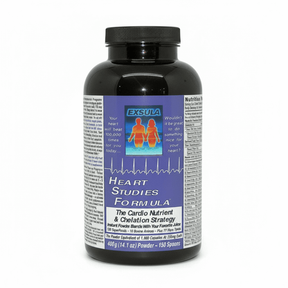 Exsula Heart Studies Formula bottle for Phytosterol Cardiovascular Support with clear label and dosage information.