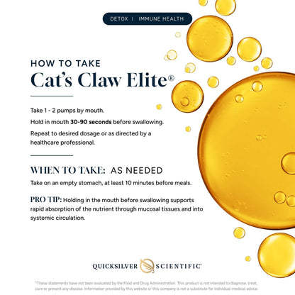 How to take Cat's Claw Elite with instructions for optimal usage and benefits of Liposomal Immune Support.