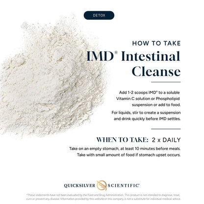 Silica Powder for Safe GI Detox instructions for IMD Intestinal Cleanse from Quicksilver Scientific