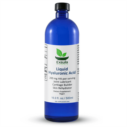 Hyaluronic Acid Liquid from Exsula Minerals to increase collagen production and support joint and skin health.