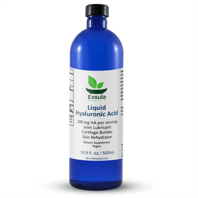 Hyaluronic Acid Liquid from Exsula Minerals to increase collagen production and support joint and skin health.