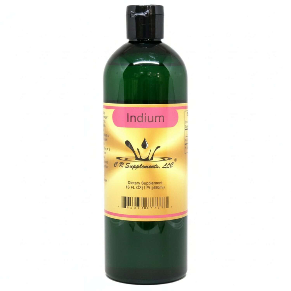 Indium Ionic Liquid Mineral supplement bottle for hormonal balance and vitality by CR Supplements.