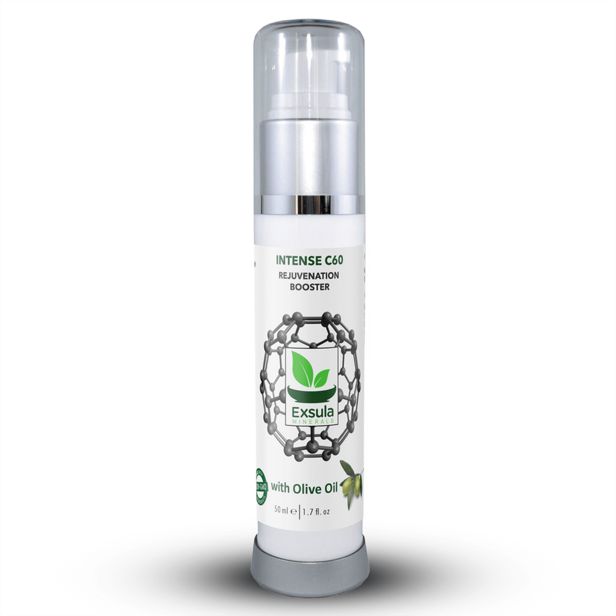 Intense C60 Free Radical Scavenging Supplement bottle with Olive Oil for daily wellness support