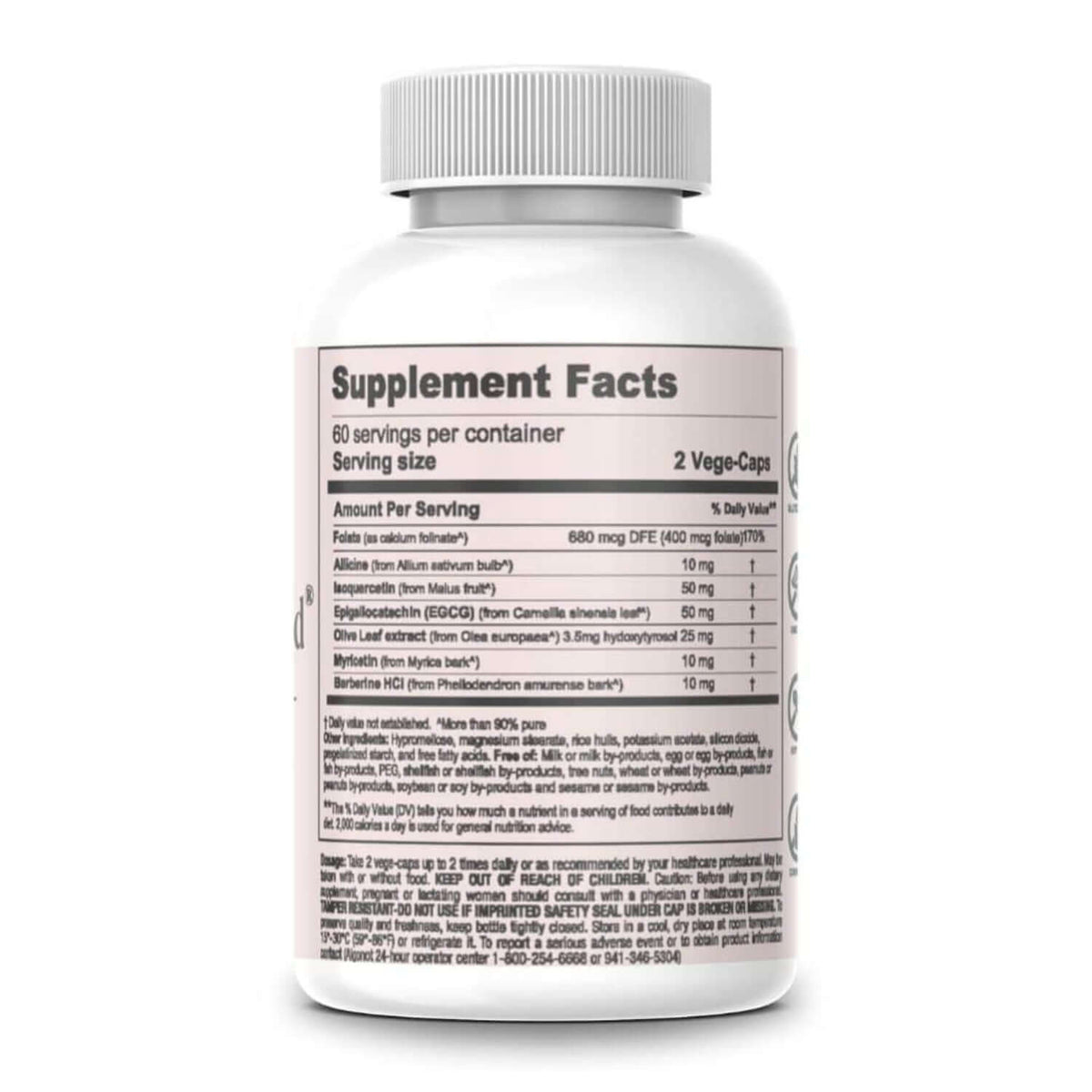 Supplement Facts for Kardio Flame Guard - Cardiovascular Health Supplement with ingredients and serving information.