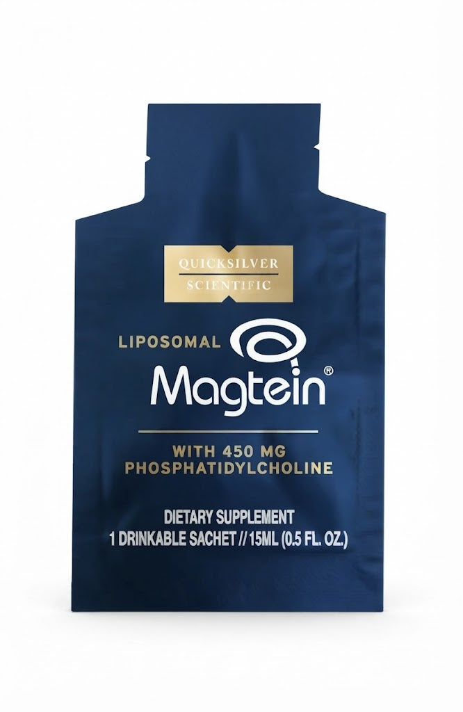 Liposomal Magtein drinkable sachet with 450 mg phosphatidylcholine, dietary supplement for cognitive health.