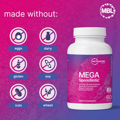 MegaSporeBiotic - Spore Based Probiotic for Microbiome Diversity made without eggs, dairy, gluten, soy, nuts, and wheat.