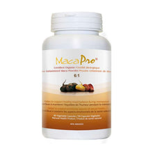 MacaPro for Balanced Energy and Hormonal Support dietary supplement bottle with 90 vegetable capsules.