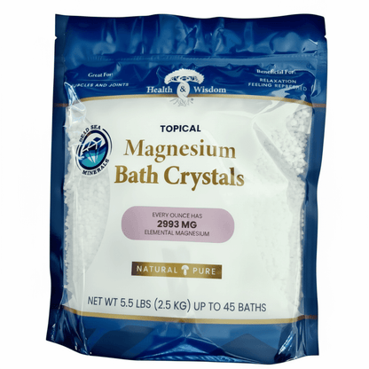 Magnesium Bath Crystals - Pure USP Grade Magnesium Chloride for relaxation and stress recovery, 5.5 lbs by Health and Wisdom.