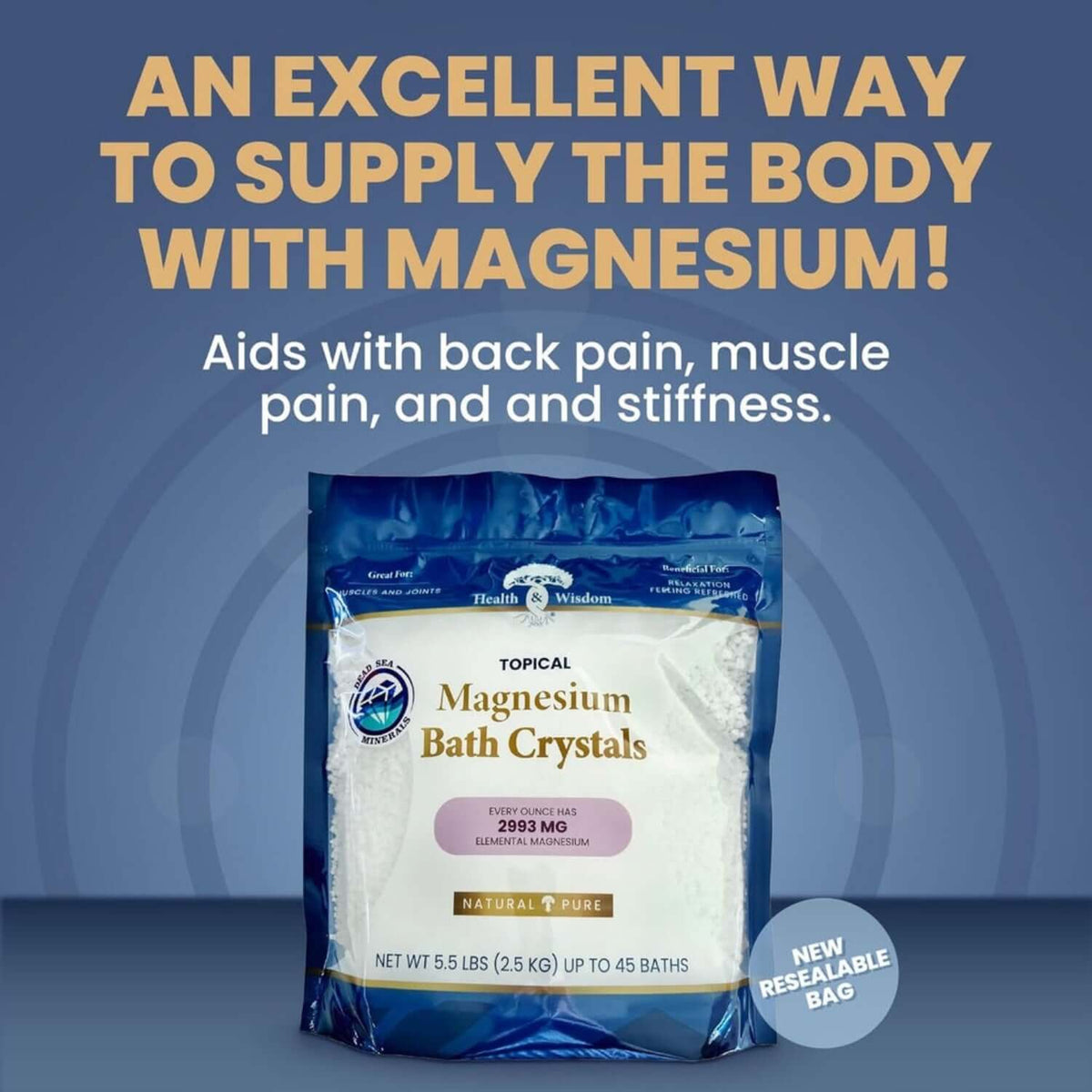 Magnesium Bath Crystals - Pure USP Grade Magnesium Chloride, mineral soak for relaxation and pain relief.