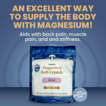 Magnesium Bath Crystals - Pure USP Grade Magnesium Chloride, mineral soak for relaxation and pain relief.