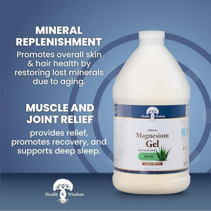 Soothing Topical Mineral Rub Magnesium Gel with Aloe Vera promotes mineral replenishment and muscle relief.