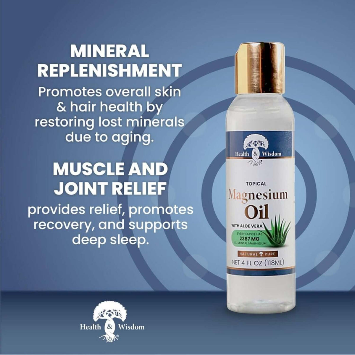 Magnesium Oil with Aloe Vera for Topical Muscle Relief, promotes skin and joint health.