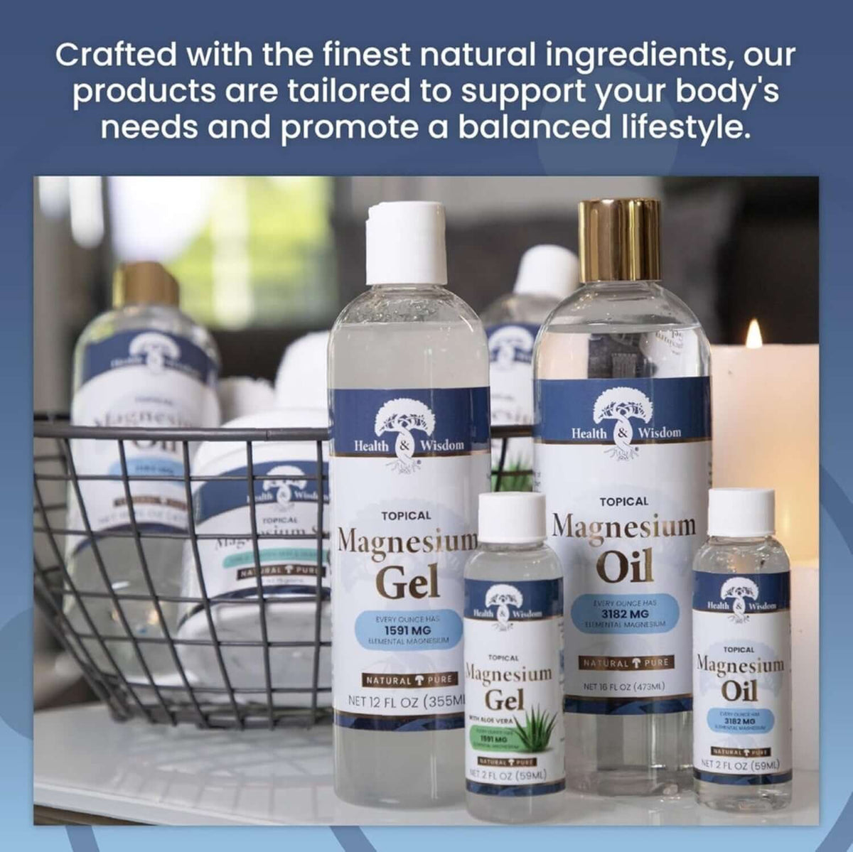 Magnesium Oil with Aloe Vera and Magnesium Gel by Health and Wisdom for topical muscle relief